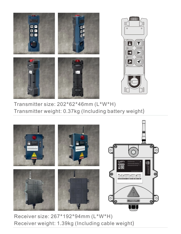 Universal Gt-Ld06 Substitute F24-6D Industrial Radio Remote Control AC/DC Wireless Control 12V 18-440V for Crane