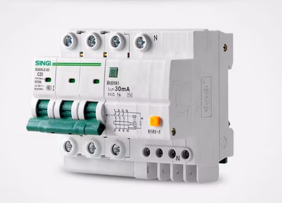 Operador RCBO del disyuntor de corriente residual del circuito de 230/400V 50/60Hz 10ka
